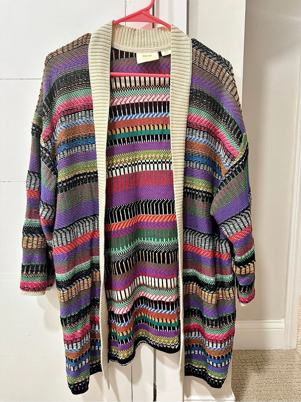 Maeve Ashbury Knit Cardigan Multicolor Striped Cardigan Size Large